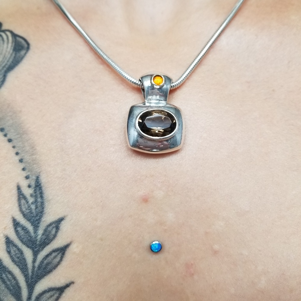 Sterling silver and smokey quartz necklace